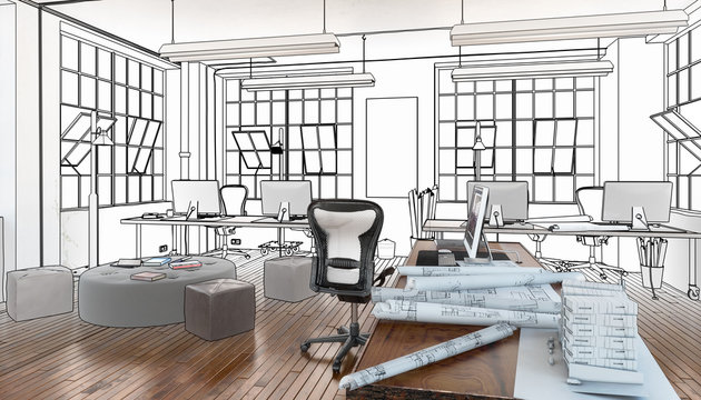 Postindustrial Office Design (project)  - 3d visualization