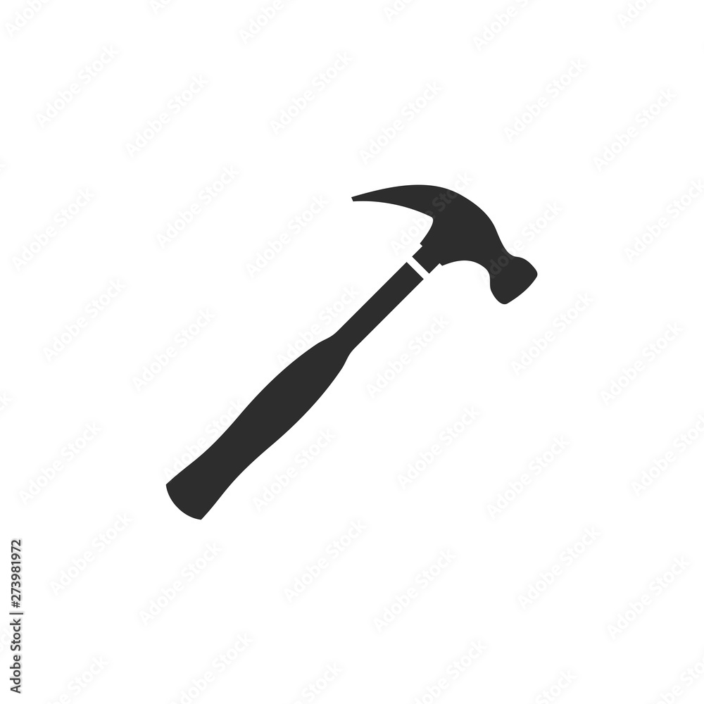Poster Hammer icon template black color editable. Hammer symbol Flat vector sign isolated on white background. Simple vector illustration for graphic and web design.
