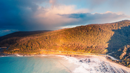 Aerial View of Victorian Coastline of the Iconic Great Ocean Road