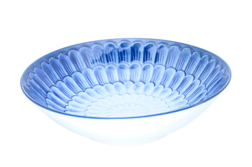 Blue plate isolated on white background.