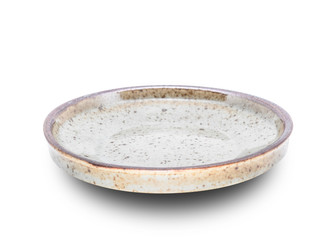 Brown plate isolated on white background.