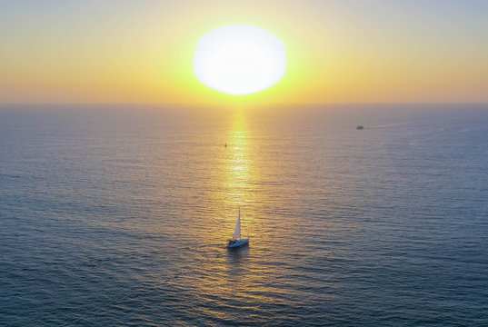 Sailing into the sunset in Newport Beach 