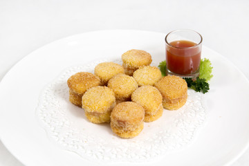 Crunchy fried shrimp roll with tauco sauce