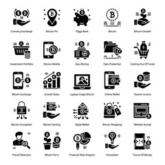 Bitcoin Solid Vector Icons Pack
