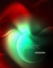 Shiny neon geometric waves template