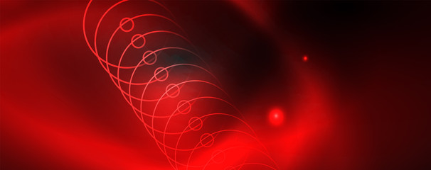 Shiny neon techno template. Neon lines background, 80s style laser rays