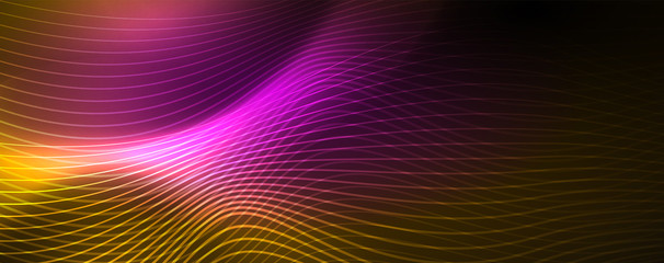 Shiny neon lines techno magic futuristic background, magic energy space light concept, abstract background wallpaper design