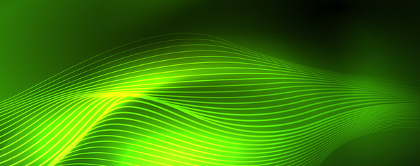 Shiny neon vector wave line abstract background, motion concept