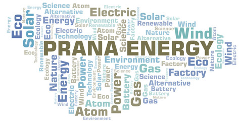Fototapeta na wymiar Prana Energy word cloud. Wordcloud made with text only.