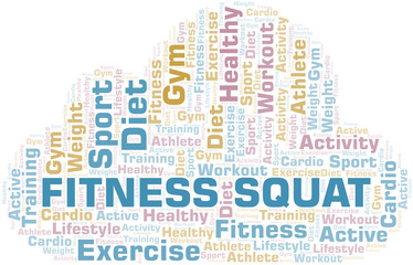 Obraz premium Fitness Squat word cloud. Wordcloud made with text only.