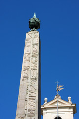 Details of Palazzo Montecitorio in Rome with La piazza con l'obelisco