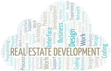Obraz premium Real Estate Development word cloud. Wordcloud made with text only.
