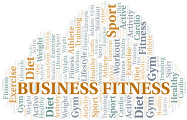 Fototapeta premium Business Fitness word cloud. Wordcloud made with text only.