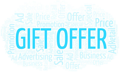 Obraz premium Gift Offer word cloud. Wordcloud made with text only.