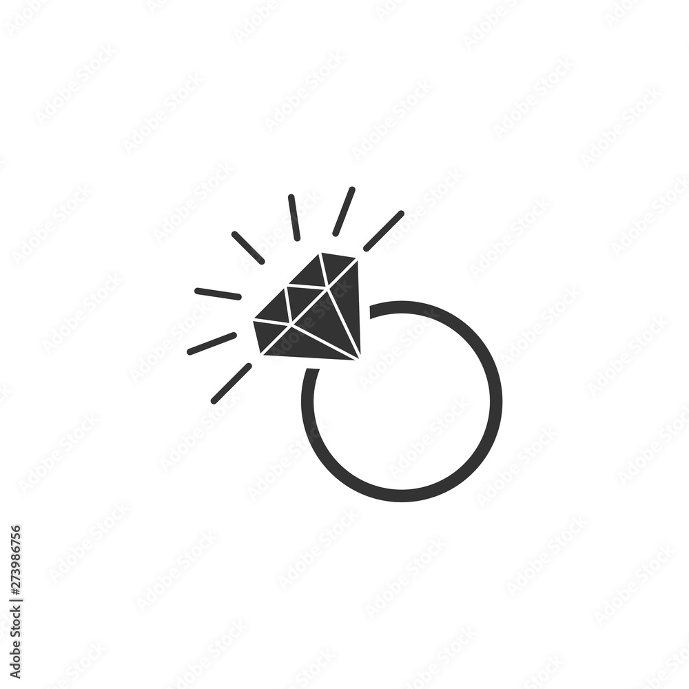 Poster ring diamond icon template black color editable. ring diamond symbol flat vector sign isolated on wh