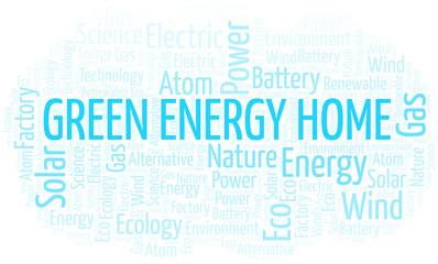 Fototapeta premium Green Energy Home word cloud. Wordcloud made with text only.