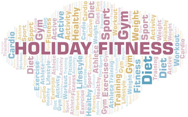 Holiday Fitness word cloud. Wordcloud made with text only.