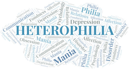 Heterophilia word cloud. Type of Philia.
