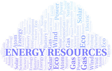 Energy Resources word cloud. Wordcloud made with text only.