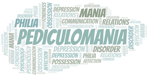 Obraz premium Pediculomania word cloud. Type of mania, made with text only.