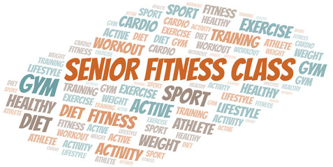 Senior Fitness Class word cloud. Wordcloud made with text only.