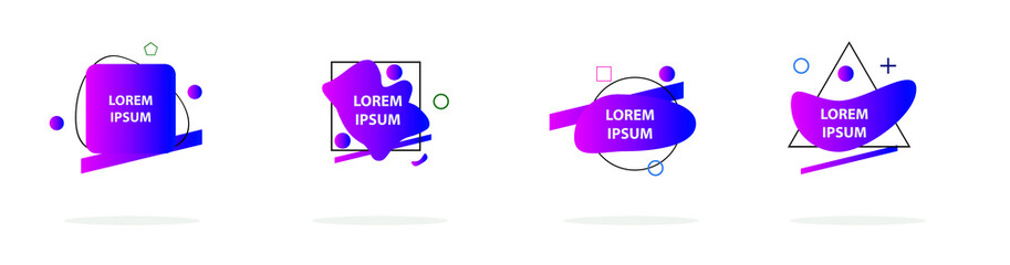 Set of abstract modern graphic elements. Colorful vector gradient shapes composition. Template for design, banner, flyer, poster, wallpaper, brochure, smartphone screen, mobile app