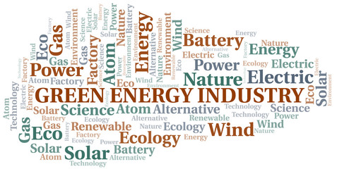 Fototapeta na wymiar Green Energy Industry word cloud. Wordcloud made with text only.