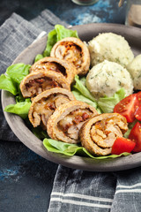 Pork rolls stuffed with mozzarella