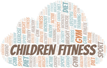 Children Fitness word cloud. Wordcloud made with text only.