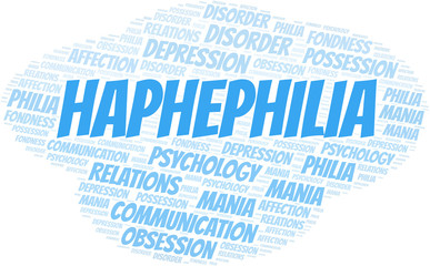 Haphephilia word cloud. Type of Philia.