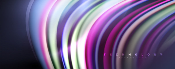 Fluid color waves with light effects, vector abstract background