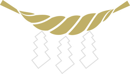  This rope is a sacred decoration used in Japanese shrines etc. It is made of rice straw and paper.