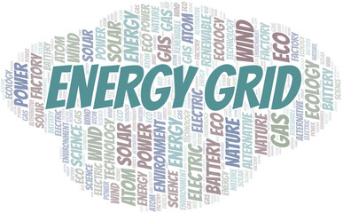 Obraz premium Energy Grid word cloud. Wordcloud made with text only.