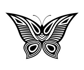 Obraz premium Abstract decorative butterfly illustration, isolated on white background.