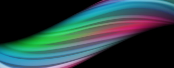 Abstract wave lines fluid rainbow style color stripes on black background. Artistic illustration for presentation, app wallpaper, banner or poster