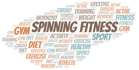 Spinning Fitness word cloud. Wordcloud made with text only.