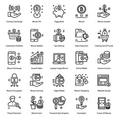 Bitcoin Line Icons Pack