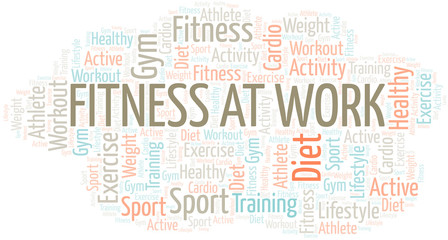 Fitness At Work word cloud. Wordcloud made with text only.