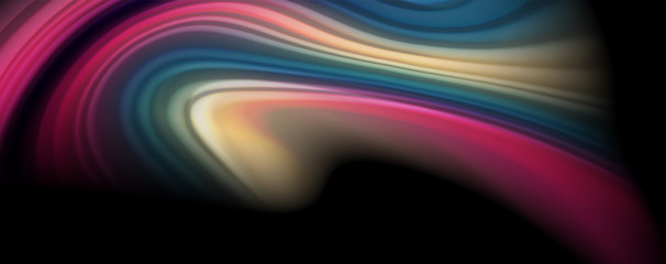 Modern rainbow liquid color flow colorful poster. Wave Liquid shape in black color background. Abstract composition