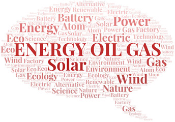 Energy Oil Gas word cloud. Wordcloud made with text only.