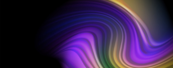 Fluid liquid color wave lines, glowing colorful light effect, abstract composition template. Geometric technology abstract pattern. Movement concept