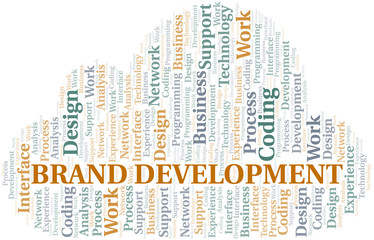 Obraz premium Brand Development word cloud. Wordcloud made with text only.