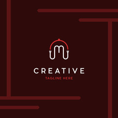 Letter M Food With Background Card Creative Logo Design Template