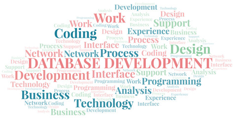 Fototapeta premium Database Development word cloud. Wordcloud made with text only.