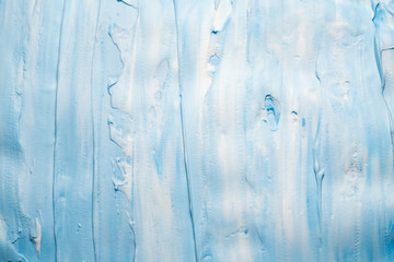 Sky blue acrylic paint. Decorative art abstract background. Brushstrokes effect surface.
