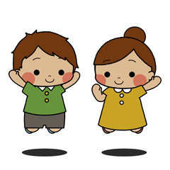 ジャンプをしているかわいい子ども