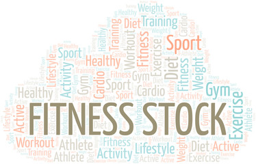 Fitness Stock word cloud. Wordcloud made with text only.