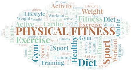 Physical Fitness word cloud. Wordcloud made with text only.