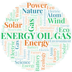 Energy Oil Gas word cloud. Wordcloud made with text only.