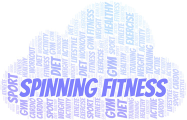 Spinning Fitness word cloud. Wordcloud made with text only.